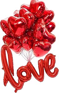 30 Palloncini Cuore Rosso Elio per San Valentino, 1 Love Palloncino Elio, 500 Petali Rossi Cuore, Decorazioni Cuore San Valentino